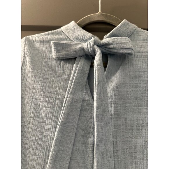 Current Air Womens Light Blue Textured Tie-Back Top S - Picture 3 of 6